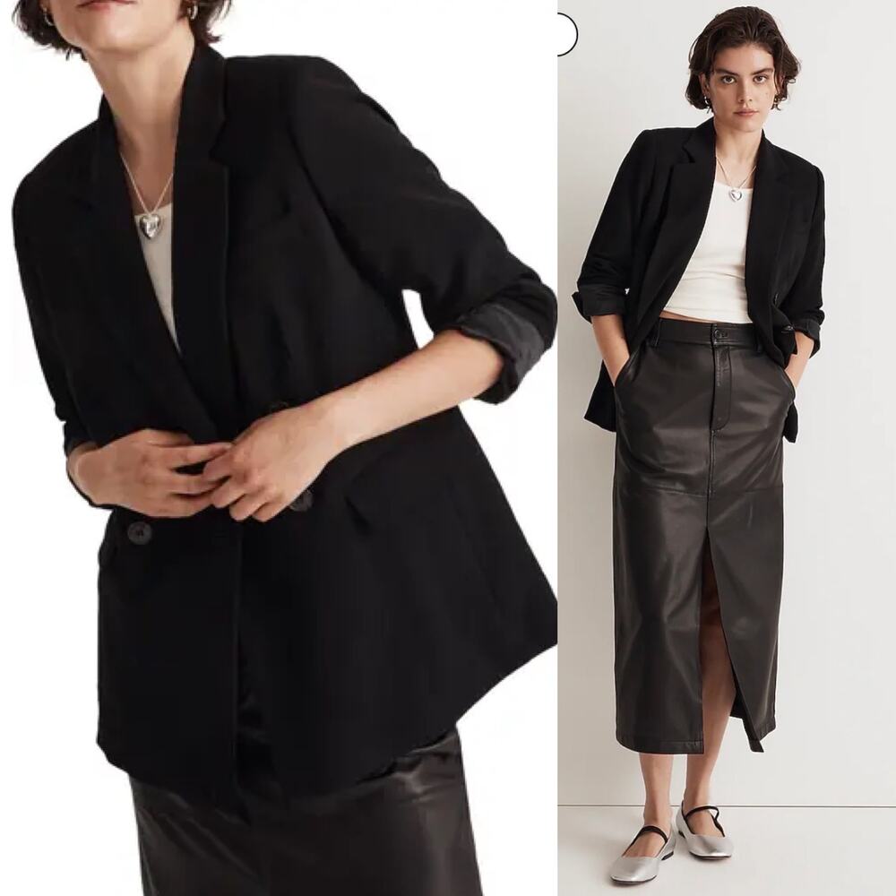 NWT Madewell The‎ Rosedale Blazer in Crepe True Black Size 6 Suit Jacket Career